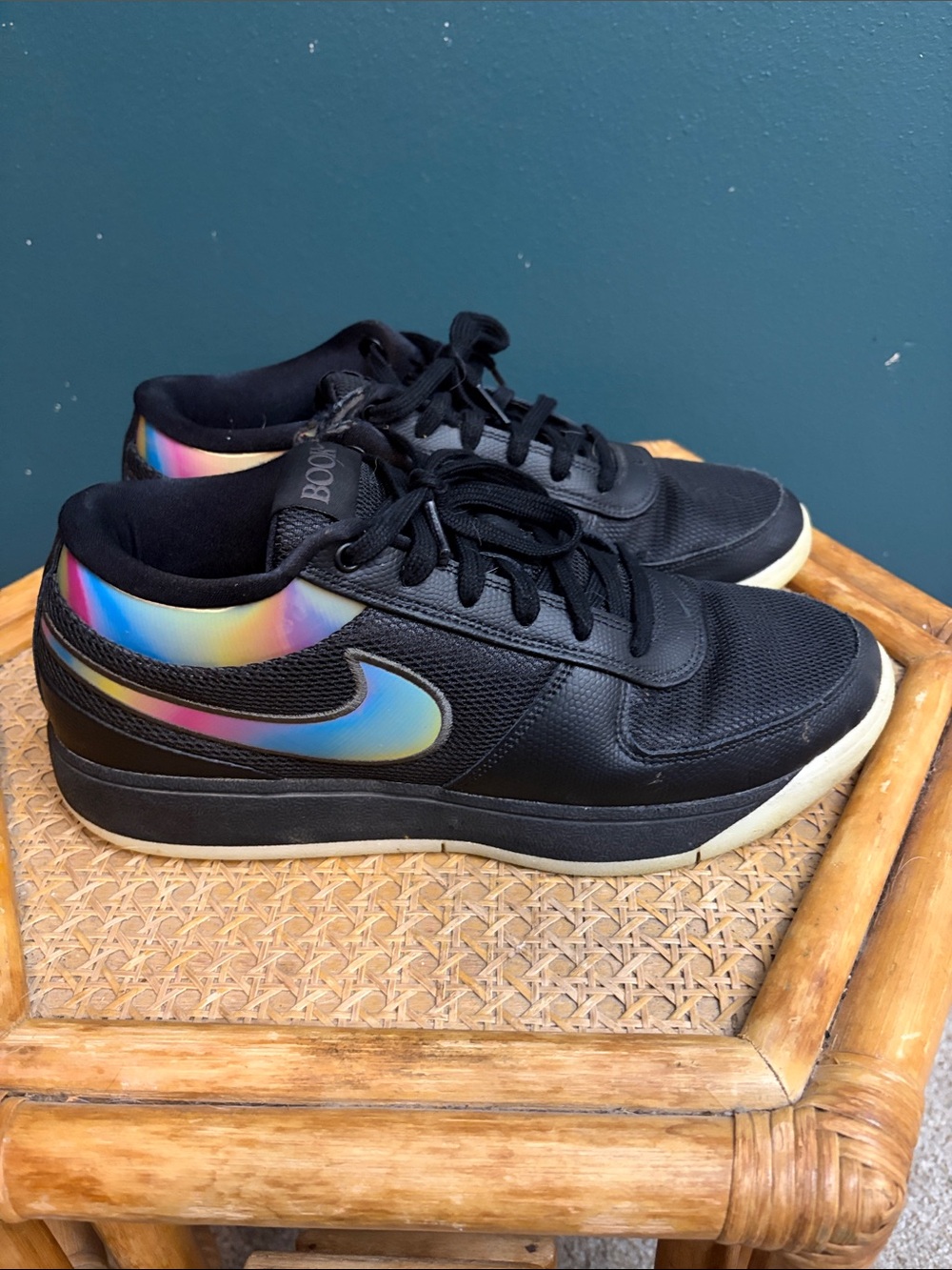 Nike Black Athletic Sneakers with Iridescent Swoosh